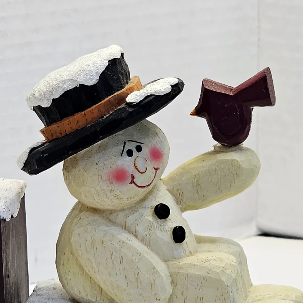 Crazy Mountain Snowman & Block Letters S N O W Figurines NOEL 1997 Vtg Gift Mom
